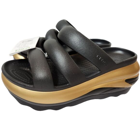 Crocs Mega Crush Metallic Triple Strap Wedge Slide – Women’s Size 8 / EU 38–39 - Picture 1 of 8